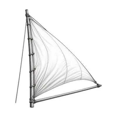 Ink drawing of a sail on its mast